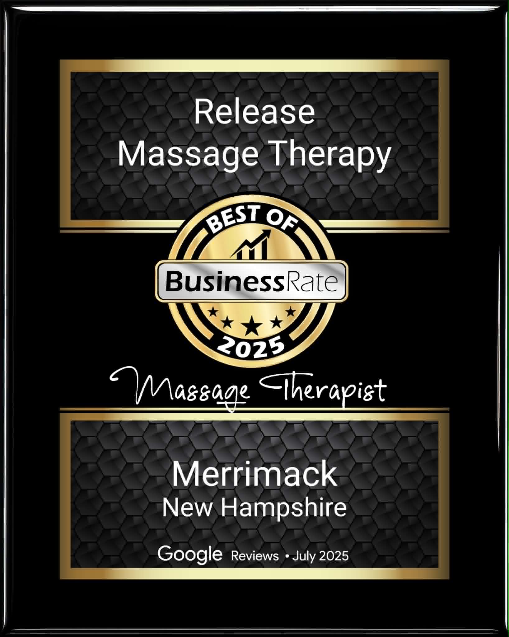 Best of BusinessRate 2025 award — Massage Therapist, Merrimack, New Hampshire